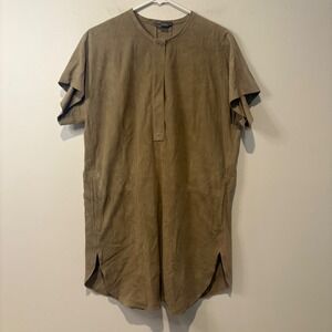 Vince Dress XS Tan 100% Leather Suede Shift‎ Mini Dress Casual Career Work
